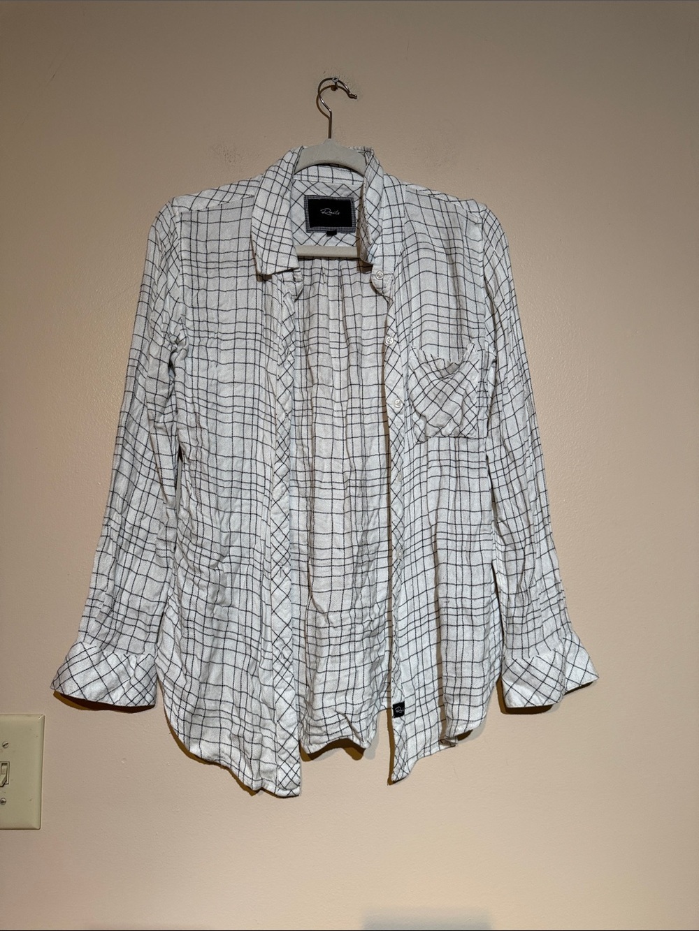 Rails White Button-Down Shirt with Black Grid